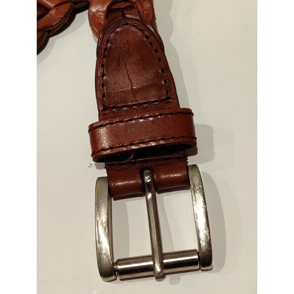 Aimee Lynn Belt Braided Leather Silver Horseshoe Accents Size 1x36 inches 2 tip - Picture 4 of 9